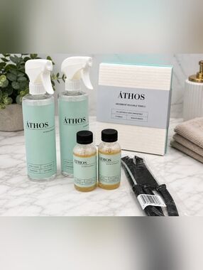 ATHOS Bathroom Cleaning Kit Set Plant-Based Spray Bottles Concentrate Reusable